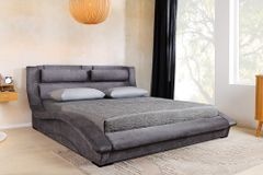 Bett SWING 160x200cm grau Vogue Seiden Samtstoff
