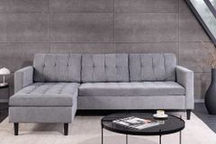 Modernes Ecksofa STOCKHOLM 220cm grau Cordstoff Federkern 3-Sitzer-Sofa