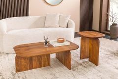 2er Set Couchtische GATSBY 100cm braun Akazienholz organische Form Beistelltisch