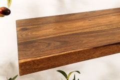 Massives Wandregal PURE 60cm braun stone finish Sheeshamholz Steckregal