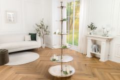 Design XXL Etagere ABSTRACT 180cm silber Metall mit sechs Etagen handmade
