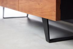 Industrial Design TV-Board ORGANIC ARTWORK 140cm Akazie Massivholz Eisengestell