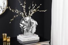 Handgefertigte Vase LIQUID 30cm silber Metall Hammerschlag Design
