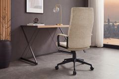 Höhenverstellbarer Bürostuhl LAZIO beige Vogue Velours Samt drehbar mit Rollen