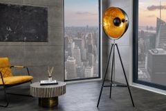 Stehlampe BIG STUDIO 170cm schwarz Blattgold-Optik Industrial Design