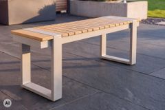 Outdoor Sitzbank TAMPA LOUNGE 125cm greige natur Holz-Design Aluminium wetterfest