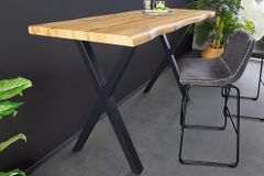 Industrial Bartisch WILD 120cm braun Wildeichen-Optik schwarz Metall X-Gestell