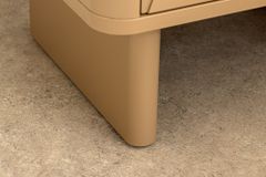 Design Nachttisch SAVOY 50cm grau beige greige Keramik Travertin Beistelltisch