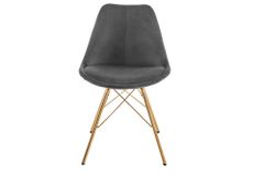 Design Stuhl SCANDINAVIA MEISTERSTÜCK dunkelgrau Samt goldene Beine