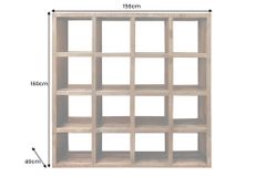 Massives Regal IRON CRAFT 160cm natur Mangoholz Bücherregal sechzehn Fächer