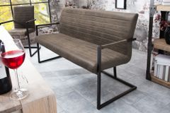 Industrial Freischwinger Bank LOFT 160cm taupe mit Armlehne