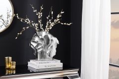 Handgefertigte Vase LIQUID 25cm silber Metall Hammerschlag Design