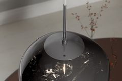 Runde Hängelampe LIQUID DIAMOND 20cm smoke Glas Stahl Kugelleuchte