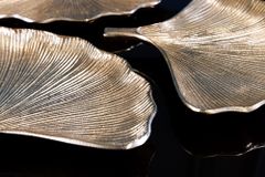 Dekoratives Schalen 3er Set GINKGO 30cm gold handmade Metall