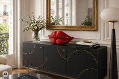 Glamouröse Deko-Figur DISCO LIP 45cm rot Glas-Mosaik-Design handmade
