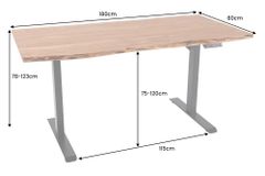 Höhenverstellbarer Schreibtisch MAMMUT 180cm Akazie Massivholz Baumkante handmade