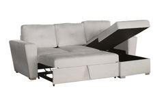 Ecksofa mit Schlaffunktion APARTMENT beidseitig aufbaubar beige Strukturstoff inkl. Stauraum