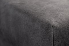 Moderne Wohnlandschaft KENT 220cm grau Samt Ecksofa Federkern inkl. Hocker und Kissen