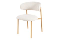 Design Stuhl BELFORT beige Strukturstoff Metallgestell Eiche