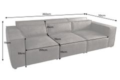 Design 3-Sitzer Sofa BOSSA NOVA 260cm antik dunkelgrau Microfaser Couch Wohnzimmer