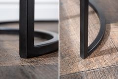 Industrial 2er Set Beistelltische ELEMENTS 60cm Mangoholz massiv rund schwarzes Metallgestell