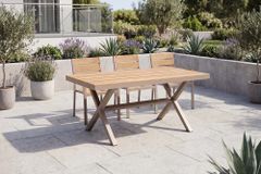 Moderner Gartentisch DESIGNO 150cm natur greige Aluminium wetterfest X-Gestell