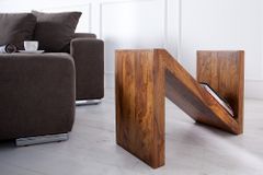 Massivholz Beistelltisch Z 45cm braun Sheesham stone finish einzigartige Maserung