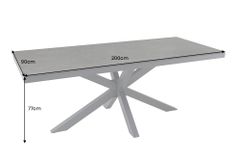 In- und Outdoor Esstisch GALAXIE 200cm anthrazit Keramik Aluminium wetterfest