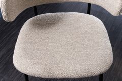 Design Stuhl VOGUE greige Bouclé schwarze Metallbeine