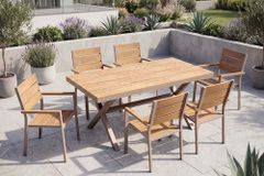 Moderner Gartentisch DESIGNO 150cm natur greige Aluminium wetterfest X-Gestell