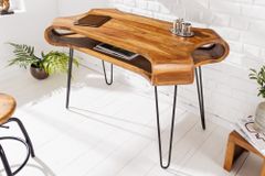 Massivholz Schreibtisch ORGANIC LIVING 120cm braun Sheesham stone finish mit Stauraum