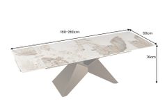 Design Esstisch DIAMOND 180-260cm weiß braun Pandora Keramik Metallgestell bronze