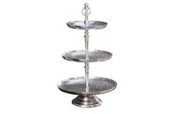 Elegante Etagere ORIENT 50cm silber im Rice Hammerschlag Design mit drei Etagen
