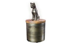 Design Dose PANTHER 20cm gold natur Mangoholz Panther-Figur Metall Dekoration