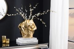 Handgefertigte Vase LIQUID 30cm gold Metall Hammerschlag Design