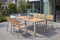 Moderner Gartentisch DESIGNO 205cm natur greige Aluminium wetterfest Outdoor-Esstisch