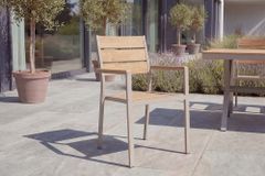 Moderner Gartenstuhl DESIGNO 90cm natur greige Aluminium stapelbar wetterfest