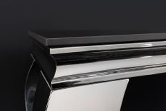 Design Konsolentisch MODERN BAROCK 140cm schwarz anthrazit chrom Keramik Marmor