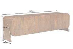Massives TV-Board BRASIL 160cm braun Mangoholz drei Fächer Lowboard