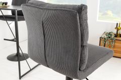 Höhenverstellbarer Barhocker COMFORT grau Cord drehbar mit Lehne Metall schwarz
