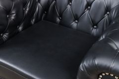 Design Sessel CHESTERFIELD 110cm matt schwarz Knopfheftung Federkern