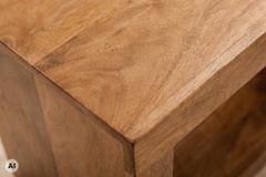 Handgearbeiteter Beistelltisch S 60cm braun honey finish Mangoholz mit Ablage variabel stellbar