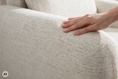 3er Sofa MILANO 220cm beige Bouclé Tweed Soft elektrisch verstellbare Fuß und Kopfstütze