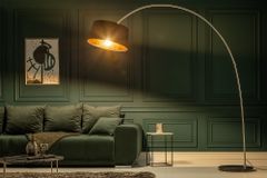 Design Bogenlampe FORMA 215cm schwarz gold Stehlampe mit Marmorfuß
