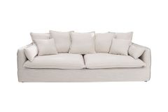 Großes 3-Sitzer Sofa HEAVEN 200cm natur beige Leinenstoff Federkern Hussensofa