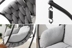 In- und Outdoor Hängesessel ROPE anthrazit grau mit Gestell wetterfest inkl. Kissen