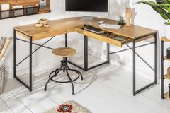 Industrial Eckschreibtisch STUDIO 130cm Eichenoptik mit Schubladen