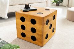 Massiver Würfel-Hocker CUBE 40cm natur Mangoholz Beistelltisch stapelbar