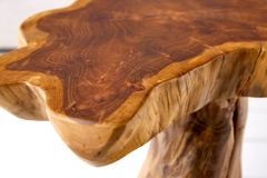 Massiver Beistelltisch ROOT 40cm Teakholz mit Jahresringen