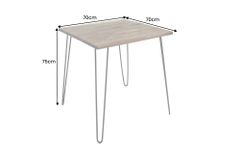 Massivholz Esstisch SCORPION 70cm vintage braun Akazie schwarze Metallbeine Hairpin Legs